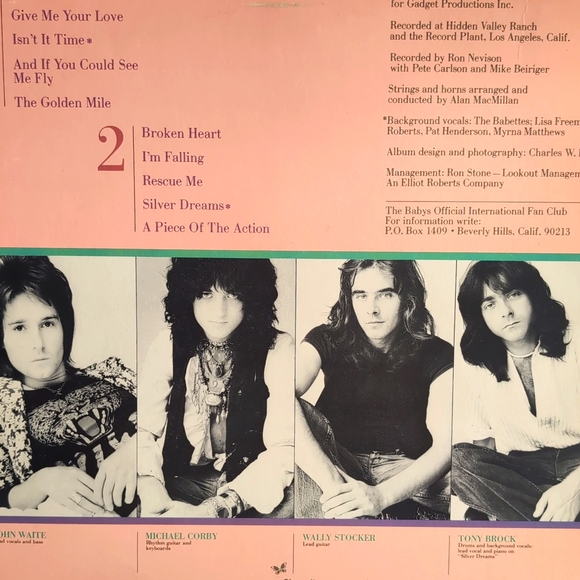 Vintage THE BABYS Broken Heart Vinyl LP Record Album - Picture 2 of 6